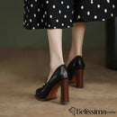 Sapatos Femininos de Couro de Vaca Genuíno para Primavera/Verão – Salto Alto e Plataforma em Preto e Marrom