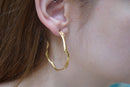 Gold Olive Branch Earrings – Solid Gold Hoop Studs | Nature Inspired Jewelry