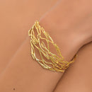 Adjustable Twig Bracelet – Gold Plated Sterling Silver Cuff With Jasmine Flower Charm